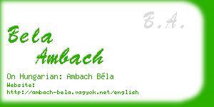 bela ambach business card