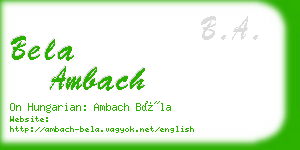 bela ambach business card